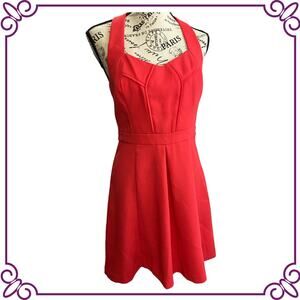 BCBGeneration Bittersweet Halter Fit & Flare Salmon Coral Dress Size 6